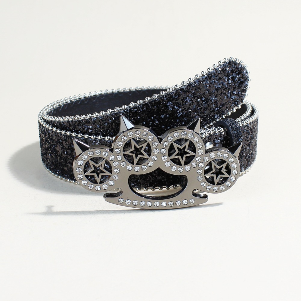 Tech Wear Accessories - Y2K Strass-Gürtel Punk Knuckle Buckle Diamant-Taillengürtel