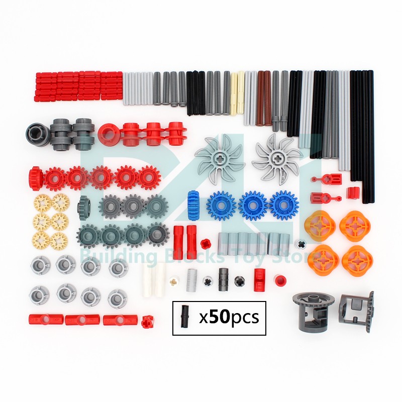 Tech Gear Accessories - 181-teiliges MOC Technik-Set: Pin-Achsenverbinder, Zahnräder, High-Tech-Bausteine,