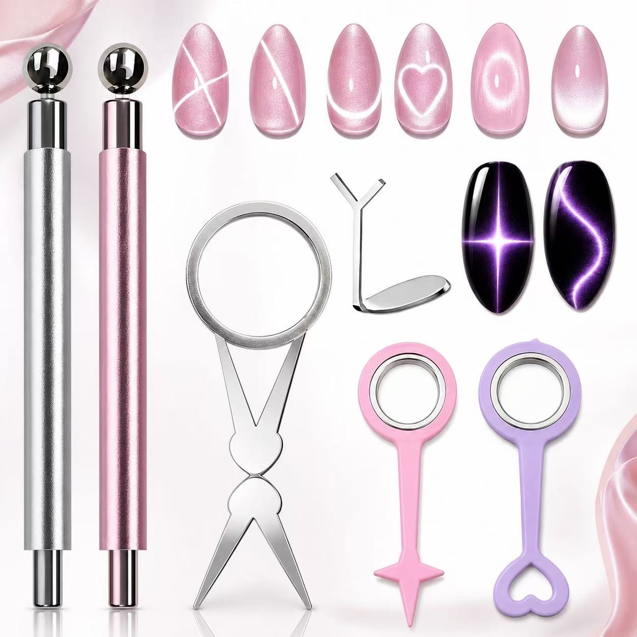 Tech Accessories Kit - 6-teiliges Nageltechniker-Werkzeugset, Nagelwerkzeuge für Cat-Eye-Nägel, Mehrzweck-Nagelkunstwerkzeuge,